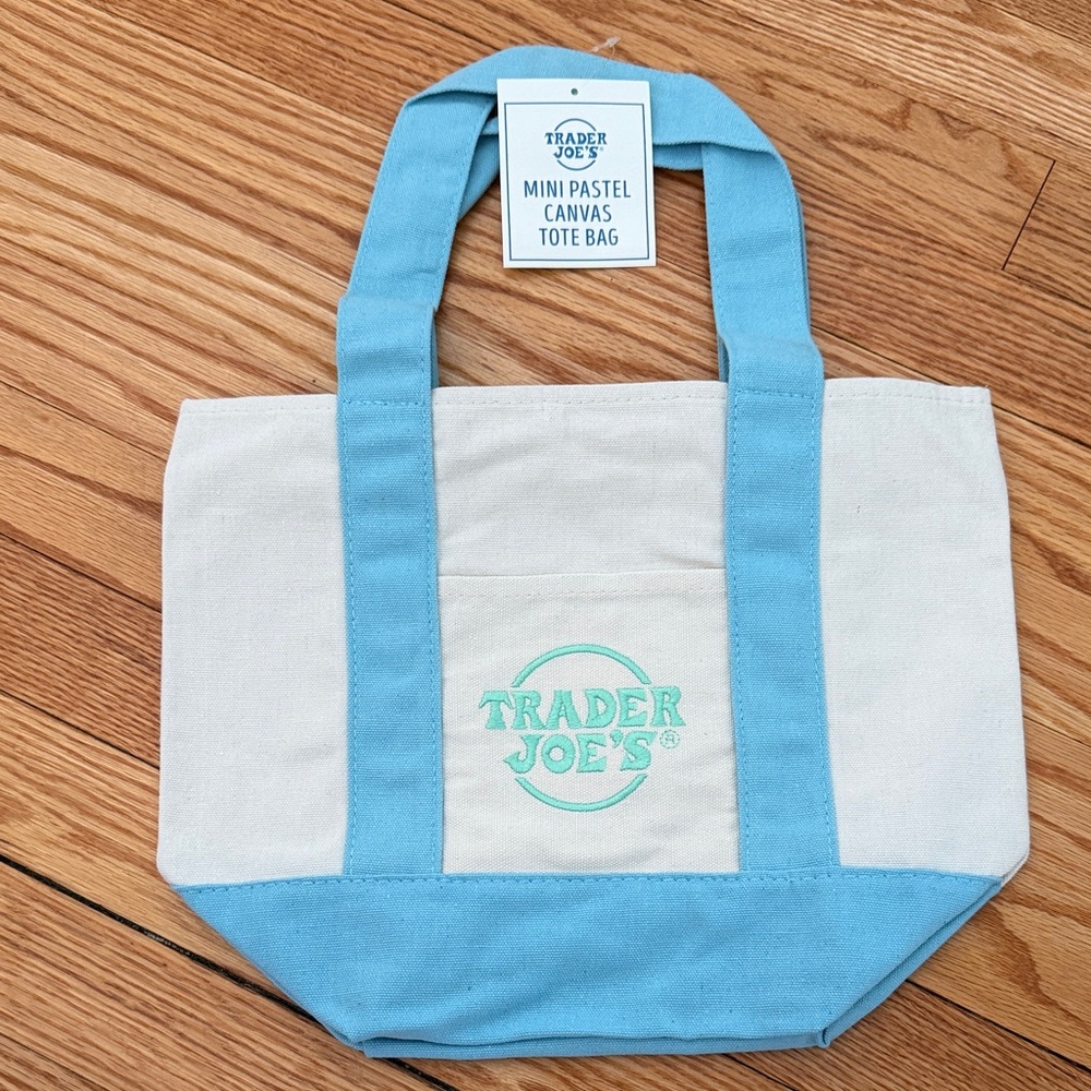 Trader Joe’s Mini Pastel Canvas Tote Bag Blue